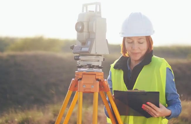 What are the surveying instruments used on construction sites called?